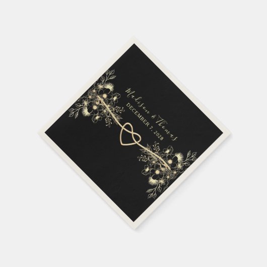 Romantische zwarte bruiloft servetten (Hoek)