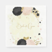 Romantische zwarte en roze bloemen goud servet (Voorkant)