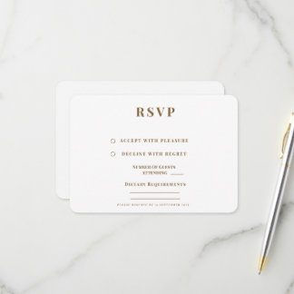 Romantische Zwarte & Gouden Trouw RSVP Kaart