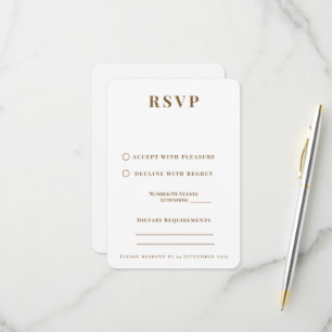 Romantische Zwarte & Gouden Trouw RSVP Kaart