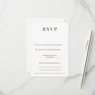 Romantische Zwarte & Gouden Trouw RSVP Kaart