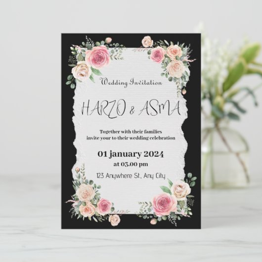 Romantische zwarte kalligrafie Alle bruiloft uitno Kaart (Staand voorkant)