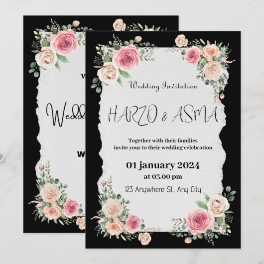 Romantische zwarte kalligrafie Alle bruiloft uitno Kaart (Voorkant / Achterkant)