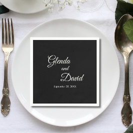 Romantische zwarte kalligrafie bloeien aangepaste  servet