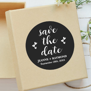 Romantische Zwarte Save The Date Trouw Aankondigin Ronde Sticker