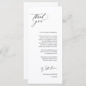 Romantische zwarte script plaats instelling dank u programmakaart (Voorkant / Achterkant)