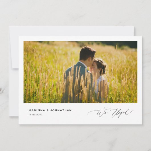 Romantische Zwarte Script,, Trouwen Elopement Kaart (Voorkant)