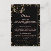 Romantische zwarte thee en roze bruiloft informatiekaartje (Voorkant)