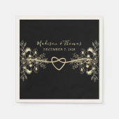 Romantische Zwarte Trouwservetten Servet (Voorkant)