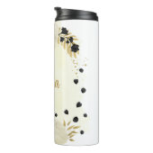 Romantische zwarte & witte bloemen goud thermosbeker (Geroteerd rechts)