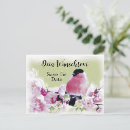 Romantischer Gimpel auf Rosa Kirschblüten Briefkaart