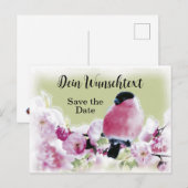 Romantischer Gimpel auf Rosa Kirschblüten Briefkaart (Voorkant / Achterkant)