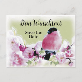 Romantischer Gimpel auf Rosa Kirschblüten Briefkaart