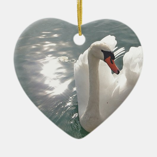 Romantischer weisser Schwan Keramisch Ornament (Voorkant)