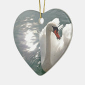 Romantischer weisser Schwan Keramisch Ornament (Links)