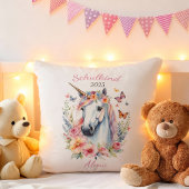 Romantisches Einhorn mit Blumen - Schulkind 2025 | Kussen