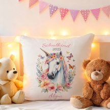 Romantisches Einhorn mit Blumen - Schulkind 2025 |