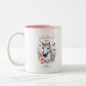 Romantisches Einhorn mit Blumen - Schulkind 2025 | Tweekleurige Koffiemok (Links)