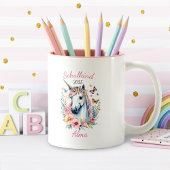 Romantisches Einhorn mit Blumen - Schulkind 2025 | Tweekleurige Koffiemok