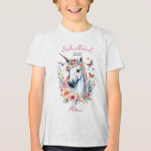 Romantisches Einhorn mit Blumen - Schulkind 2026 | Tri-Blend Shirt (Voorkant)