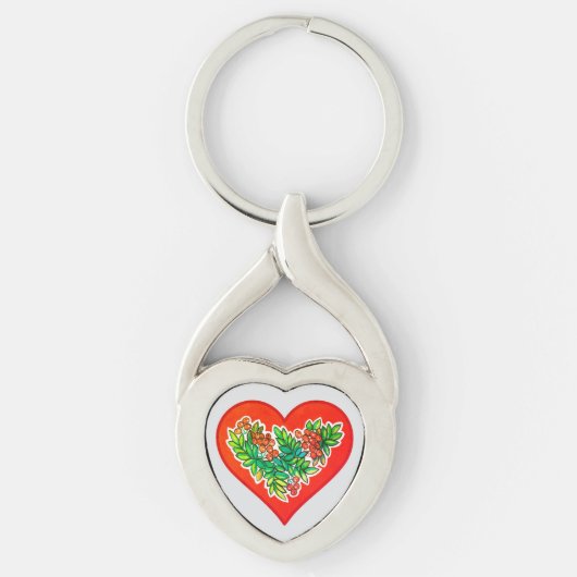 Romantisches Herz mit Beeren und Blättern Sleutelhanger (Voorkant)