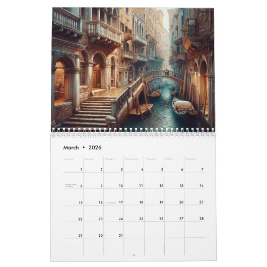 Romantisches Venedig Kalender (Mar 2026)