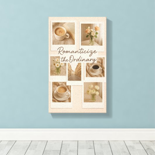 Romantiseer de gewone - esthetische polaroidmuur canvas afdruk (Insitu (Houten vloer))