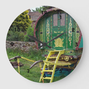 Romany Gypsy bowtop wagon Large Clock Grote Klok