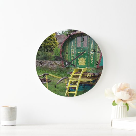 Romany Gypsy bowtop wagon Large Clock Grote Klok (Huis)