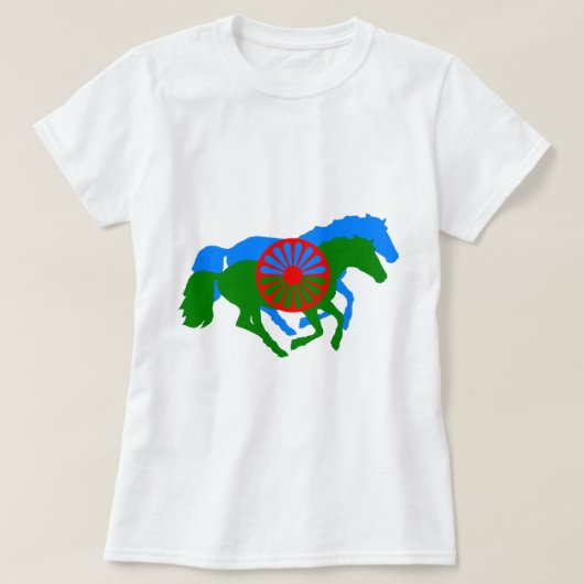 Romany Gypsy flag text and horse T-Shirt (Design voorkant)