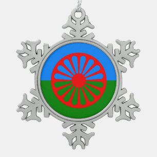 Romany Gypsy vlag Snowflake Pewter Kerstmis Ornam Tin Sneeuwvlok Ornament