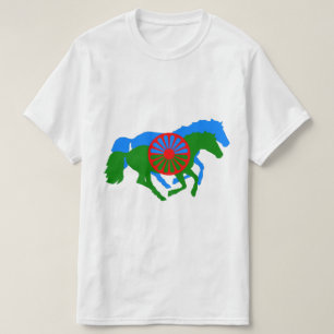 Romany Gypsy vlag tekst en paard T-Shirt