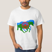 Romany Gypsy vlag tekst en paard T-Shirt (Voorkant)