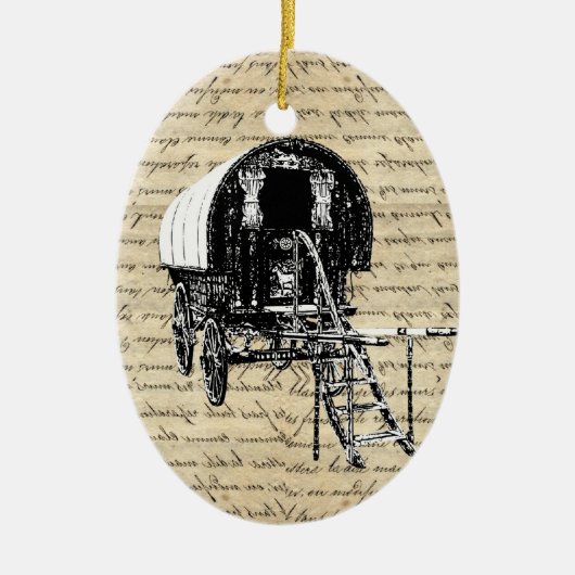  Romany Gypsy wagen Keramisch Ornament (Voorkant)