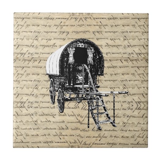  Romany Gypsy wagen Tegeltje (Voorkant)