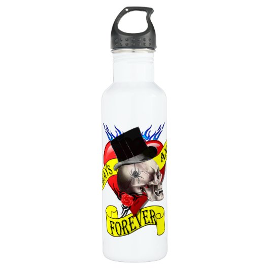 Romatische schedel en Valentijnse  houden van hart Waterfles (Voorkant)