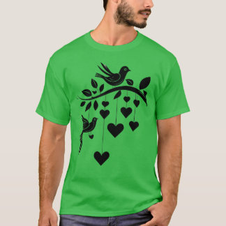 Romc Birds and Hanging Hearts Silhouette retro T-shirt