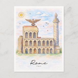 Rome Architectuur Aquarel Italië Reizen Feestdagenkaart