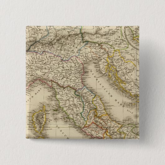 Rome Atlas Map Vierkante Button 5,1 Cm (Voorkant)