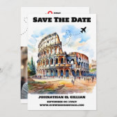 Rome bestemming bruiloft save the date modern (Voorkant / Achterkant)
