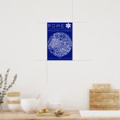 Rome Blauwdruk Stad Plattegrond Poster – Cirkel De (Keuken)