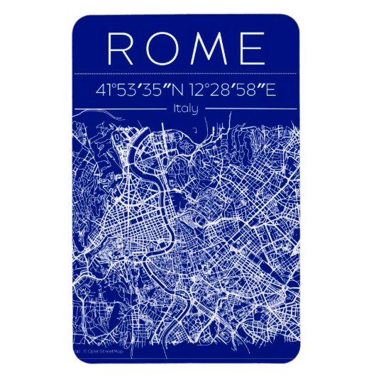 Rome Blauwdruk Stadkaart Magneet (Verticaal)