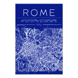 Rome Blauwdruk Stadkaart Poster