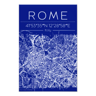 Rome Blauwdruk Stadkaart Poster