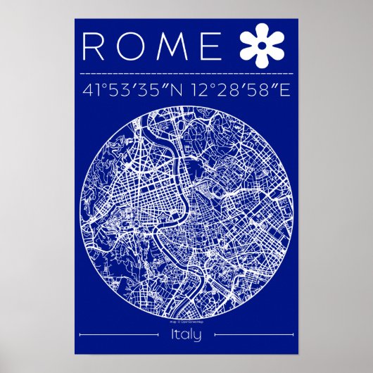 Rome Blueprint City Map Poster – Circular Design  (Voorkant)