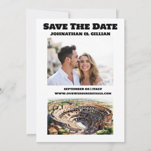 Rome bruiloft bestemming koppels foto save the date (Voorkant)