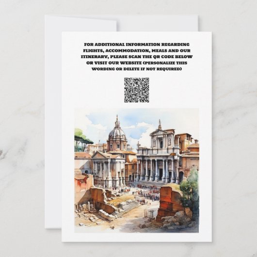 Rome bruiloft bestemming koppels foto save the date (Achterkant)