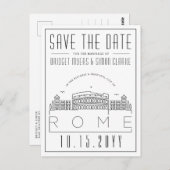 Rome bruiloft | Gestileerde skyline De datum opsla Briefkaart (Voorkant / Achterkant)