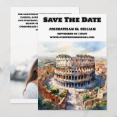 Rome bruiloft save the date moderne waterverf chic (Voorkant / Achterkant)