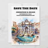 Rome bruiloft save the date trevi fontein chic (Voorkant)